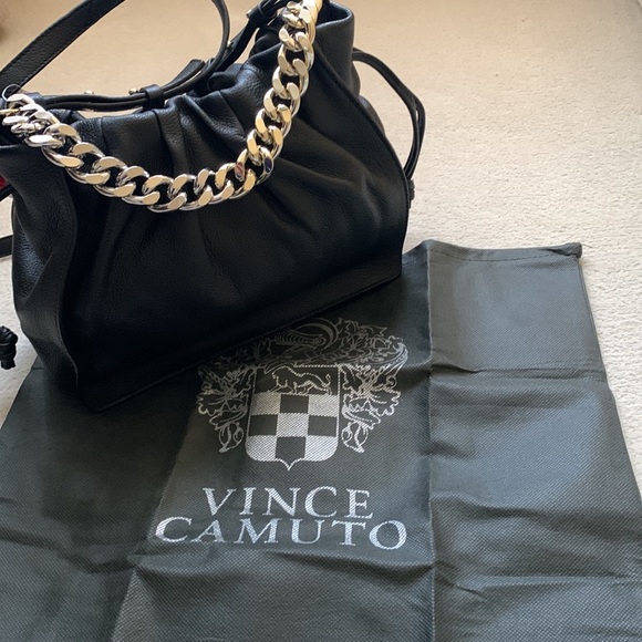 NWT VINCE CAMUTO BLACK LEATHER BAG - Picture 4 of 7